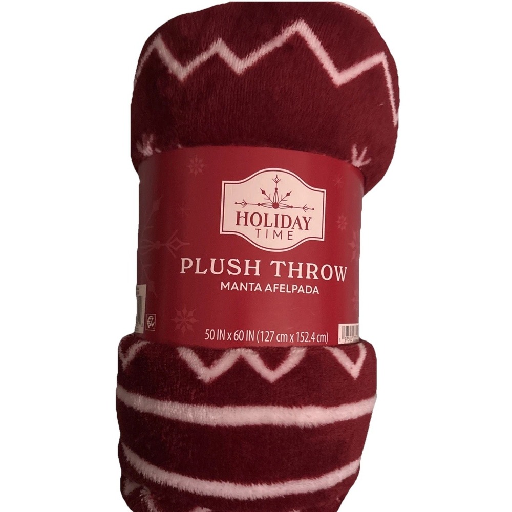 Holiday Time Plush Throw Christmas  Throw Blanket 50x60 In Super Soft